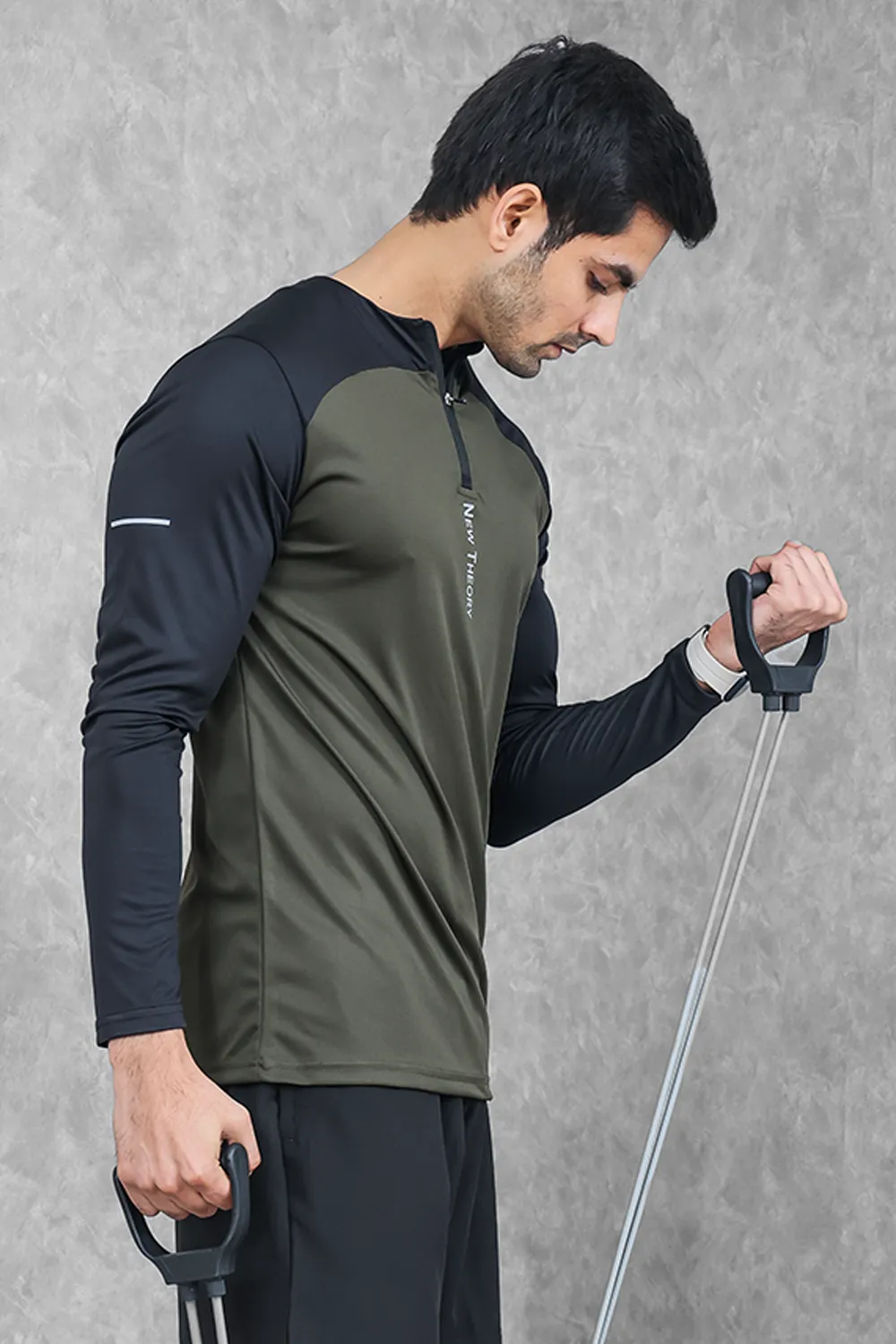 Active Two-Tone 1/4 zip - Olive/Black