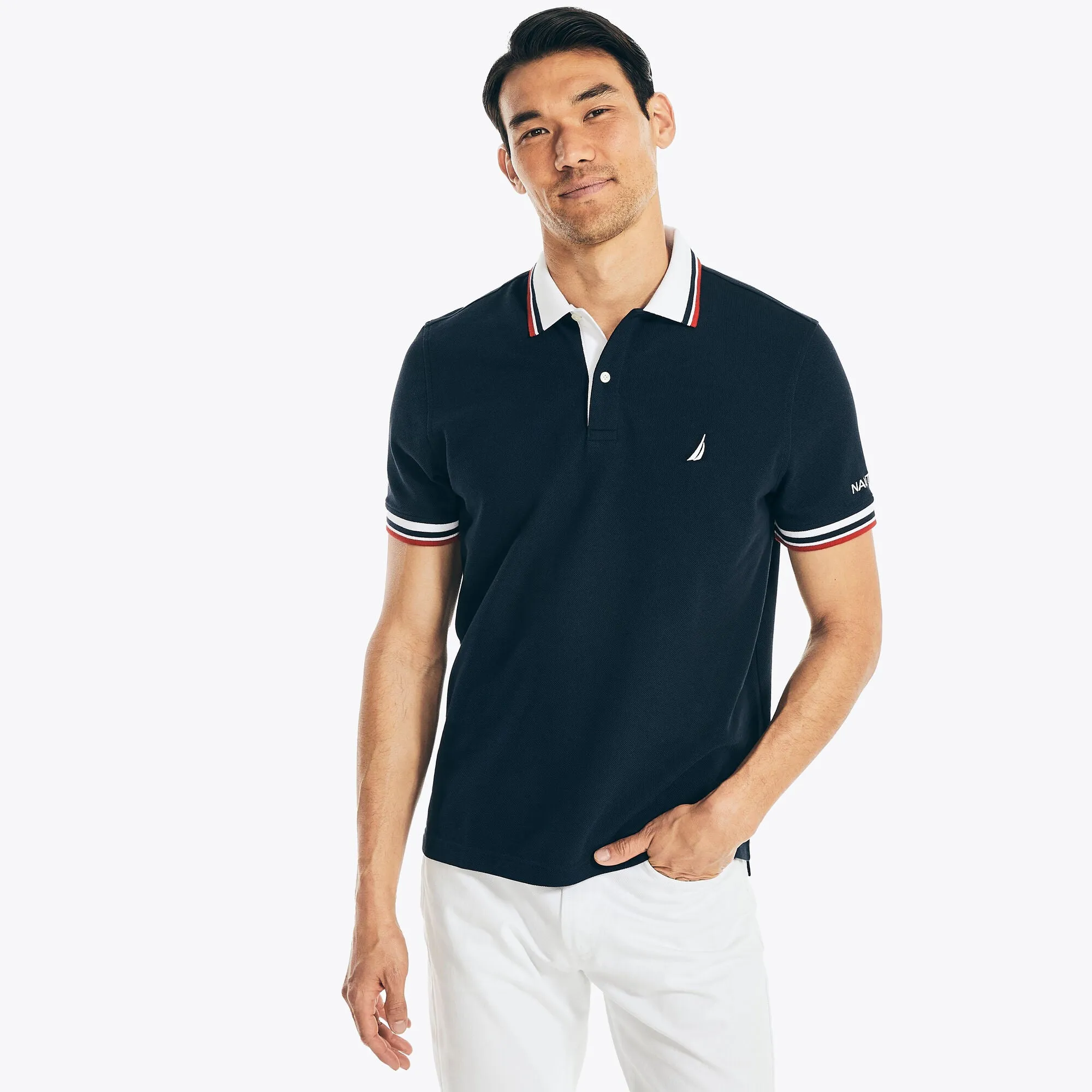 Nautica Mens Classic Fit Solid Polo