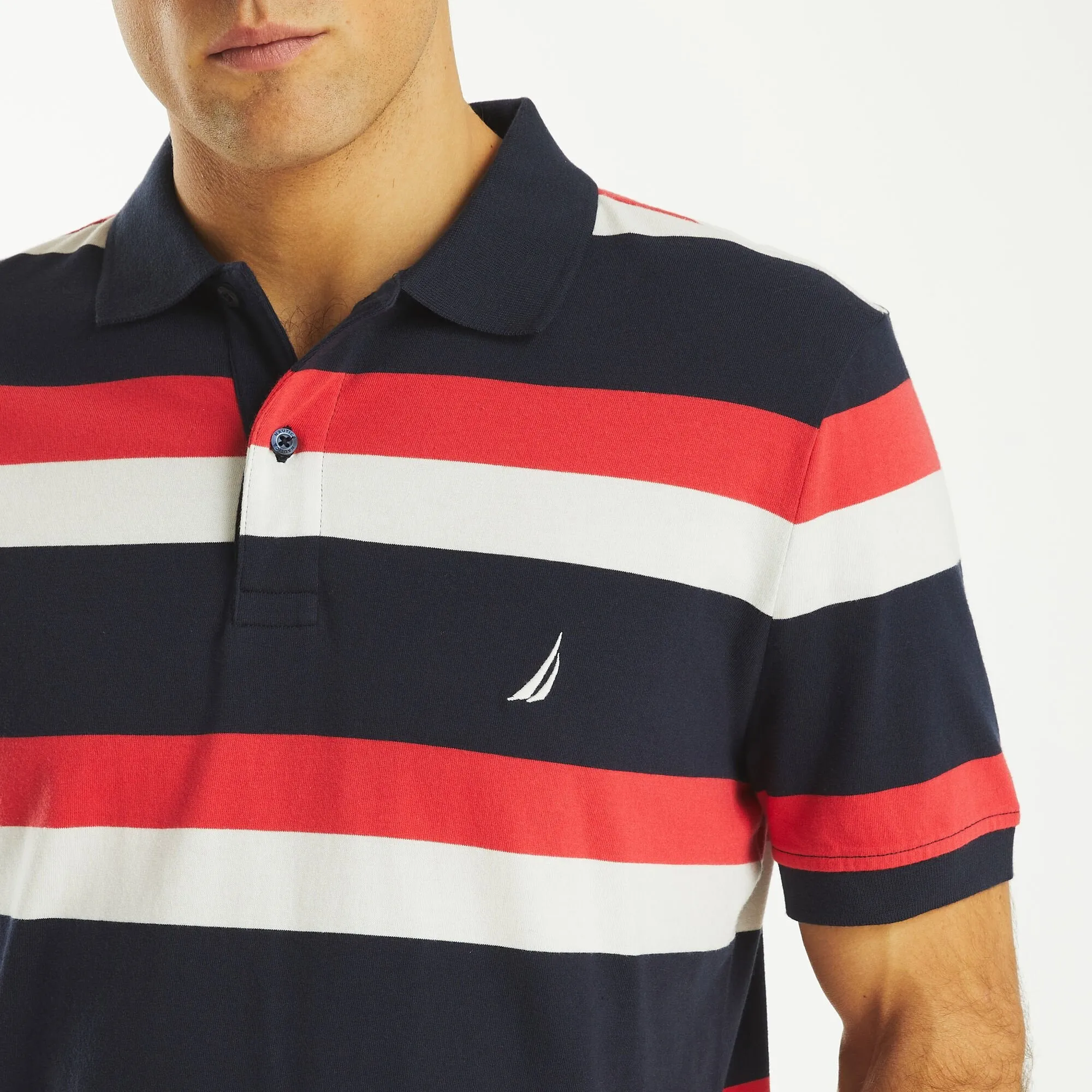 Nautica Mens Classic Fit Striped Polo