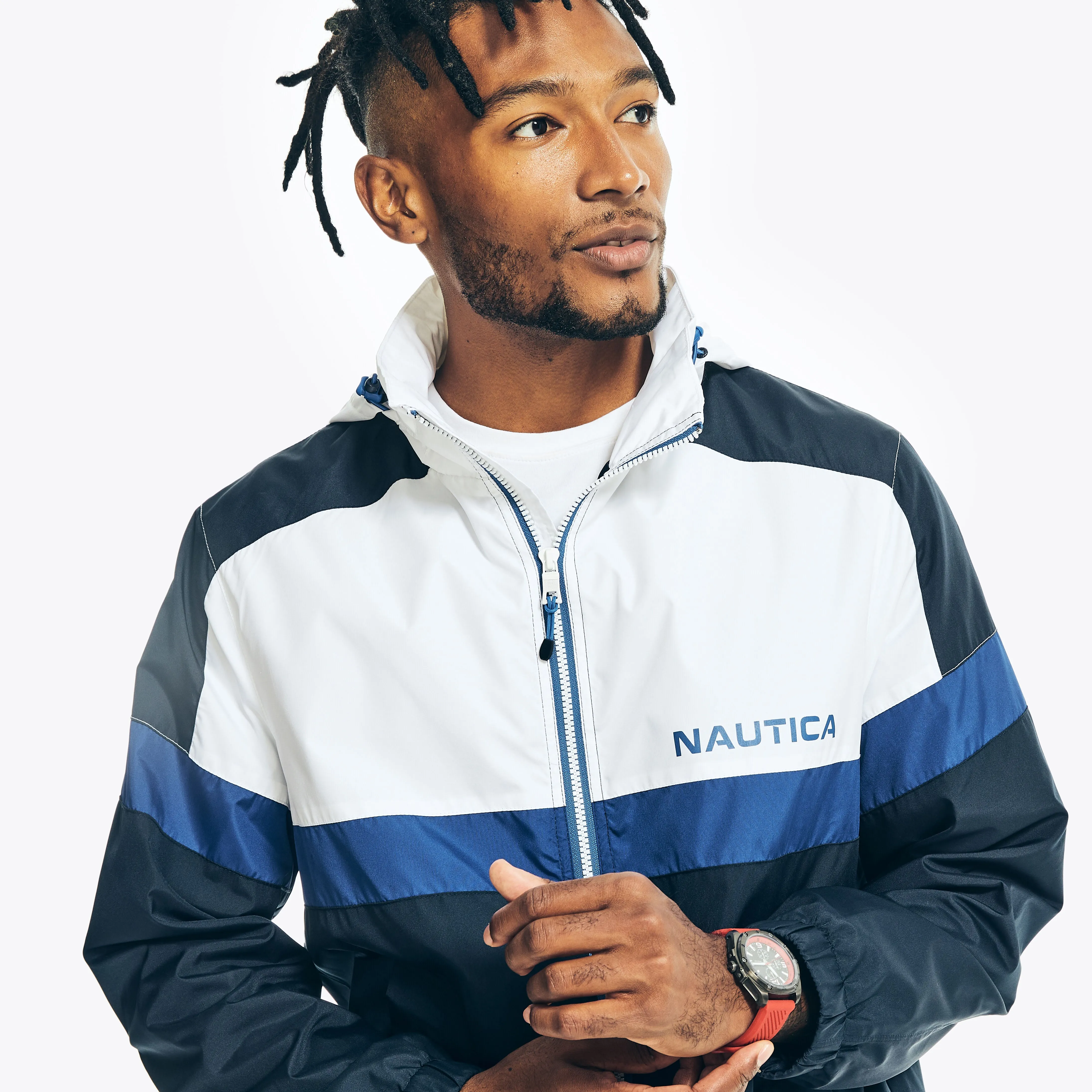 Nautica Mens Lightweight Colorblock Jacket