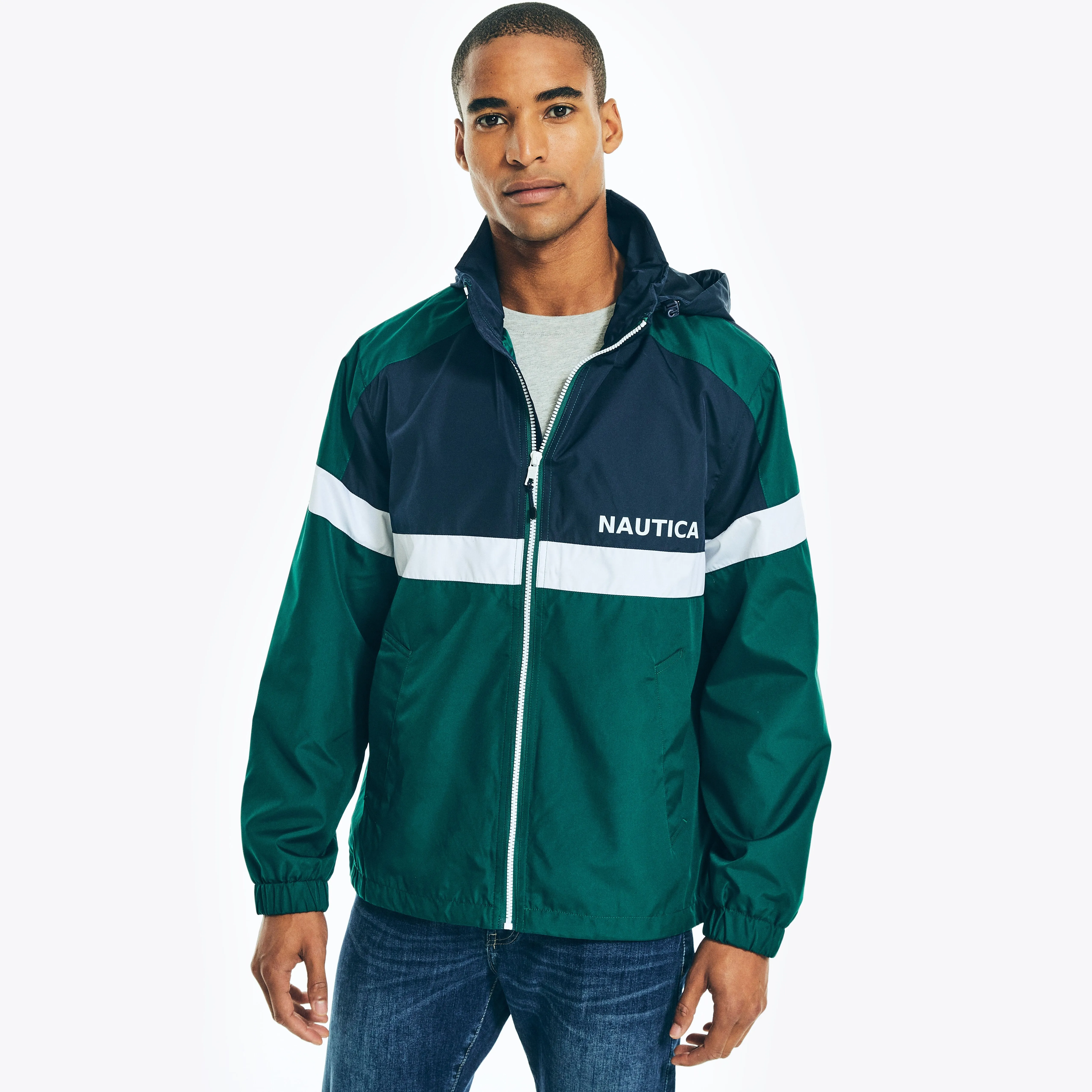 Nautica Mens Lightweight Colorblock Jacket