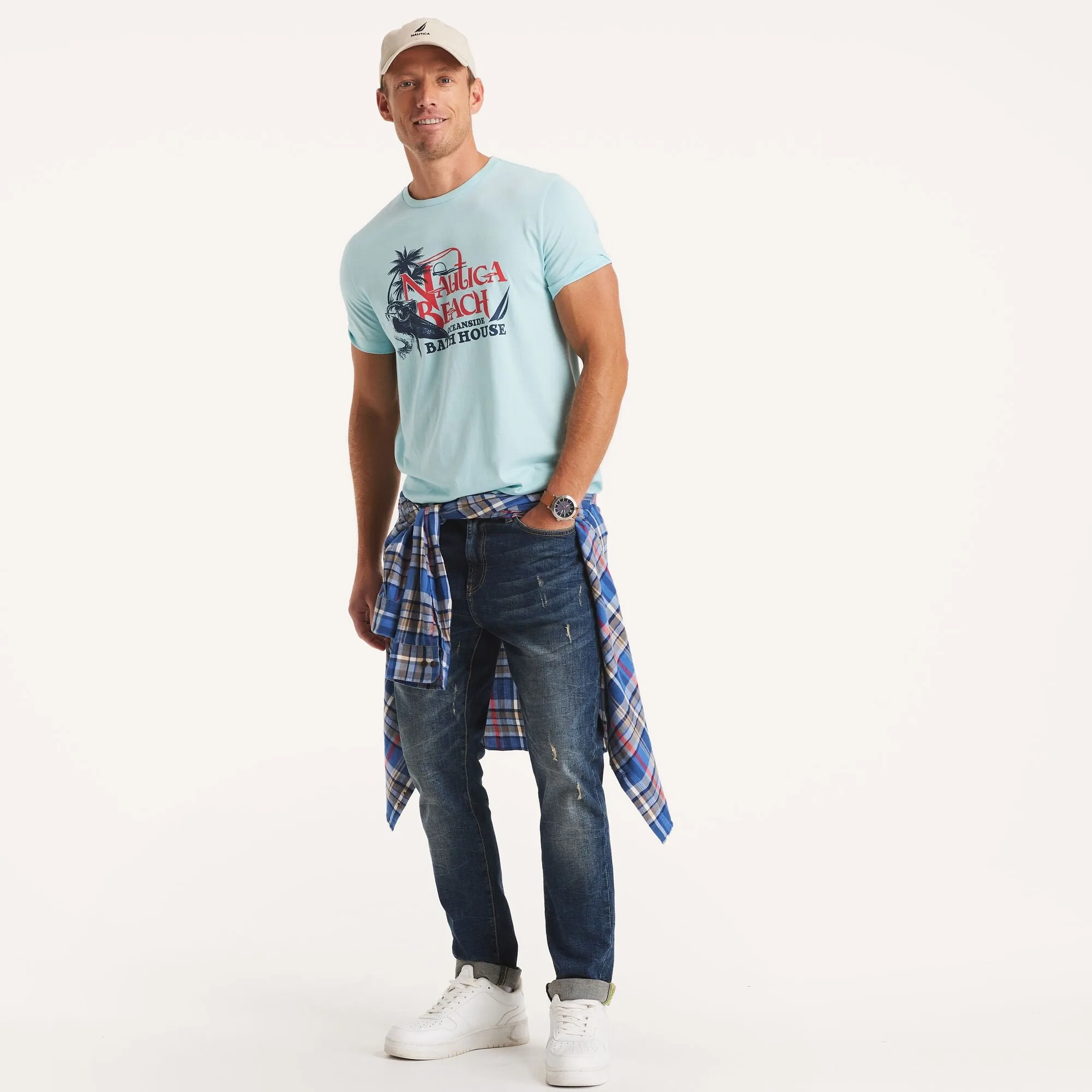 Nautica Mens Mussel Beach Graphic T-Shirt