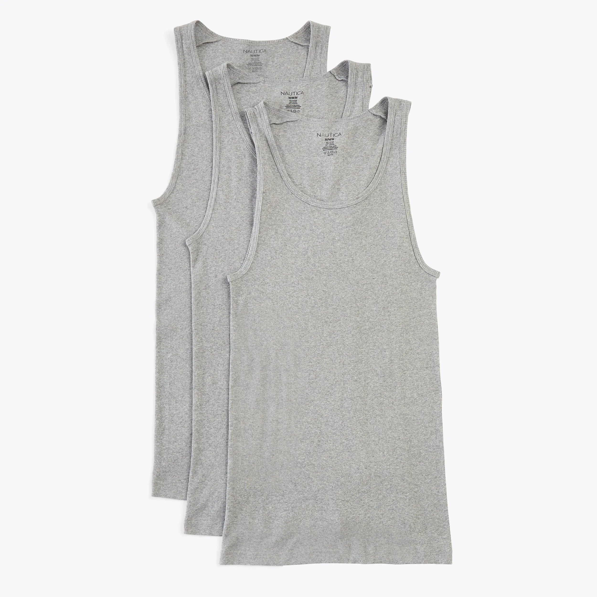 Nautica Mens Ribbed Tanks, 3-Pack