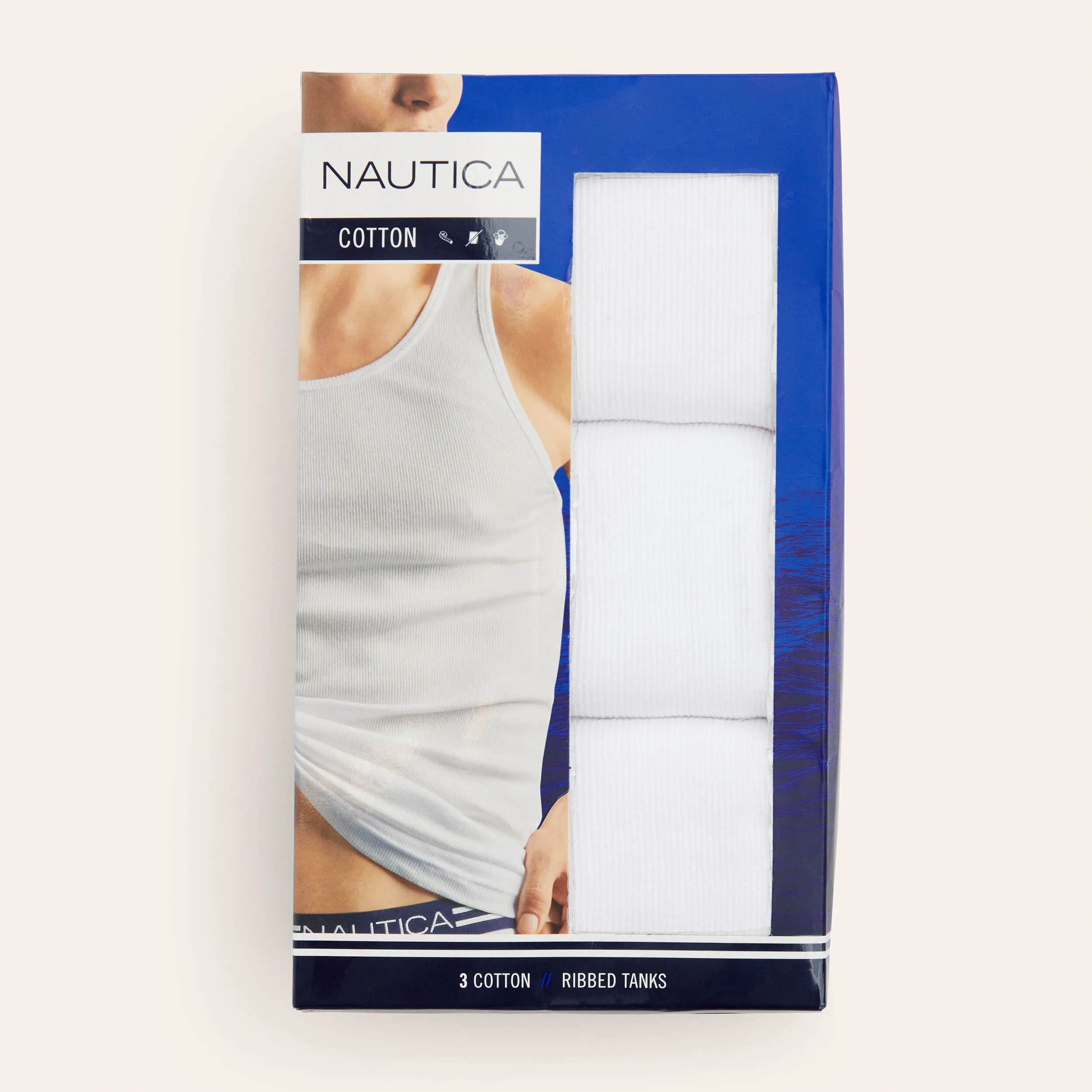 Nautica Mens Ribbed Tanks, 3-Pack