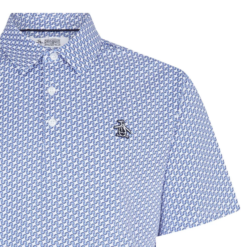 Original Penguin All Over Heritage Geo Print Polo Shirt - Amparo Blue