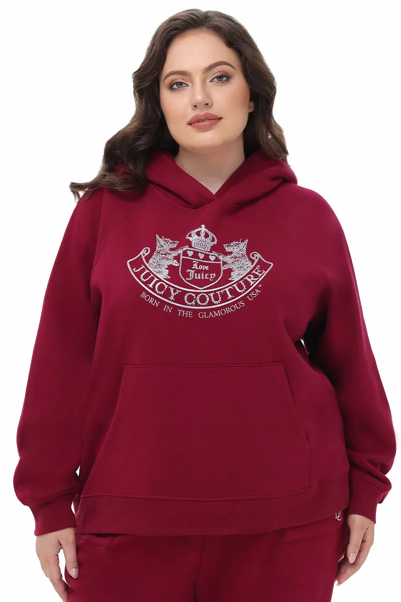 Plus-Size Oversized Fleece Scottie Dog Hoodie Juicy Couture