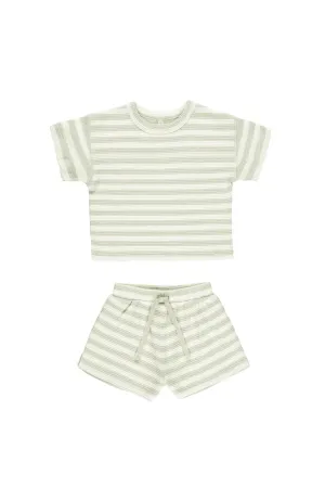 Waffle Tee   Short Set (Mint Stripe)