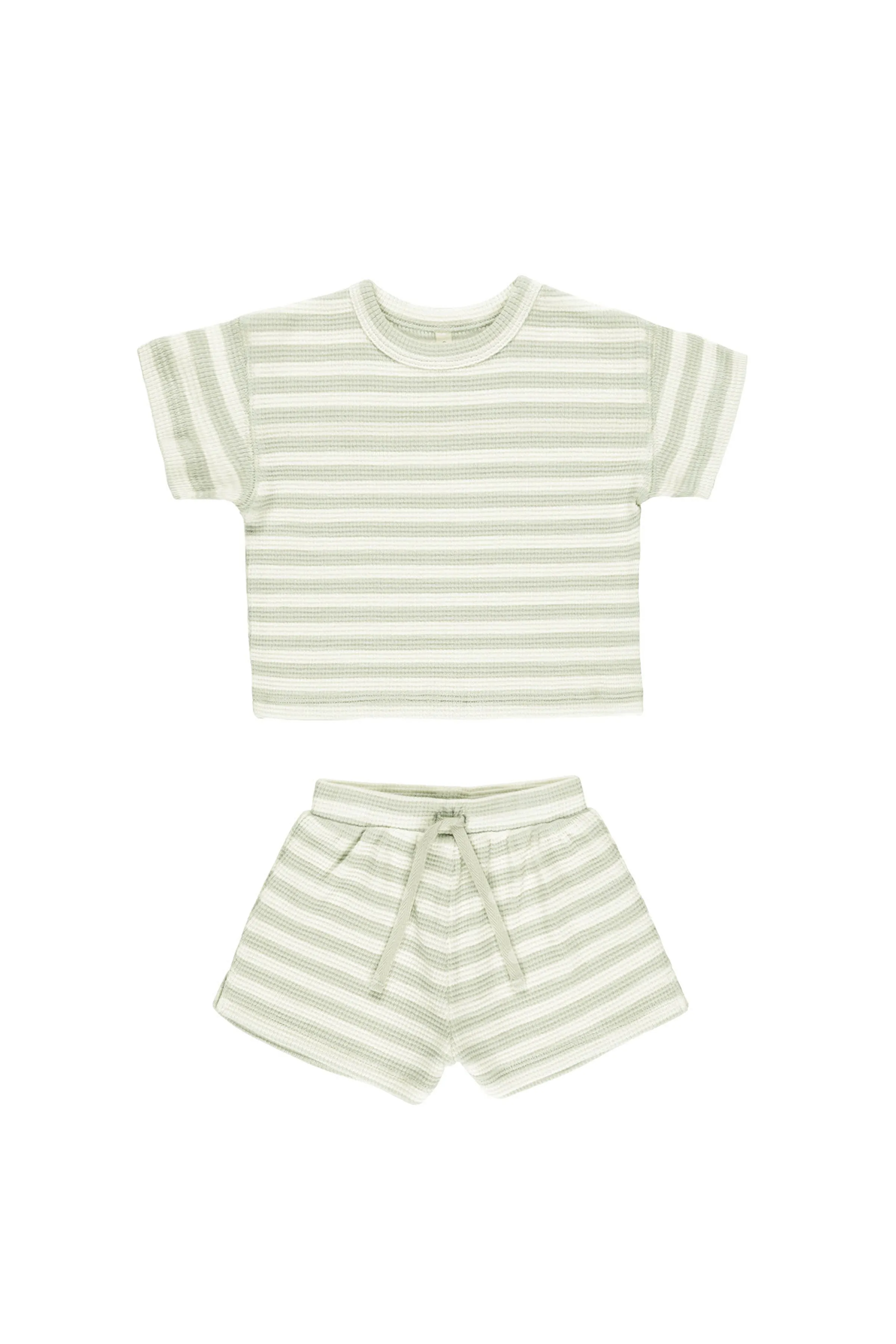 Waffle Tee   Short Set (Mint Stripe)