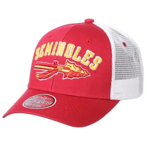 Zephyr College Vault Seminoles Spear Big Rig Structured Adjustable Mesh Back Hat - Garnet