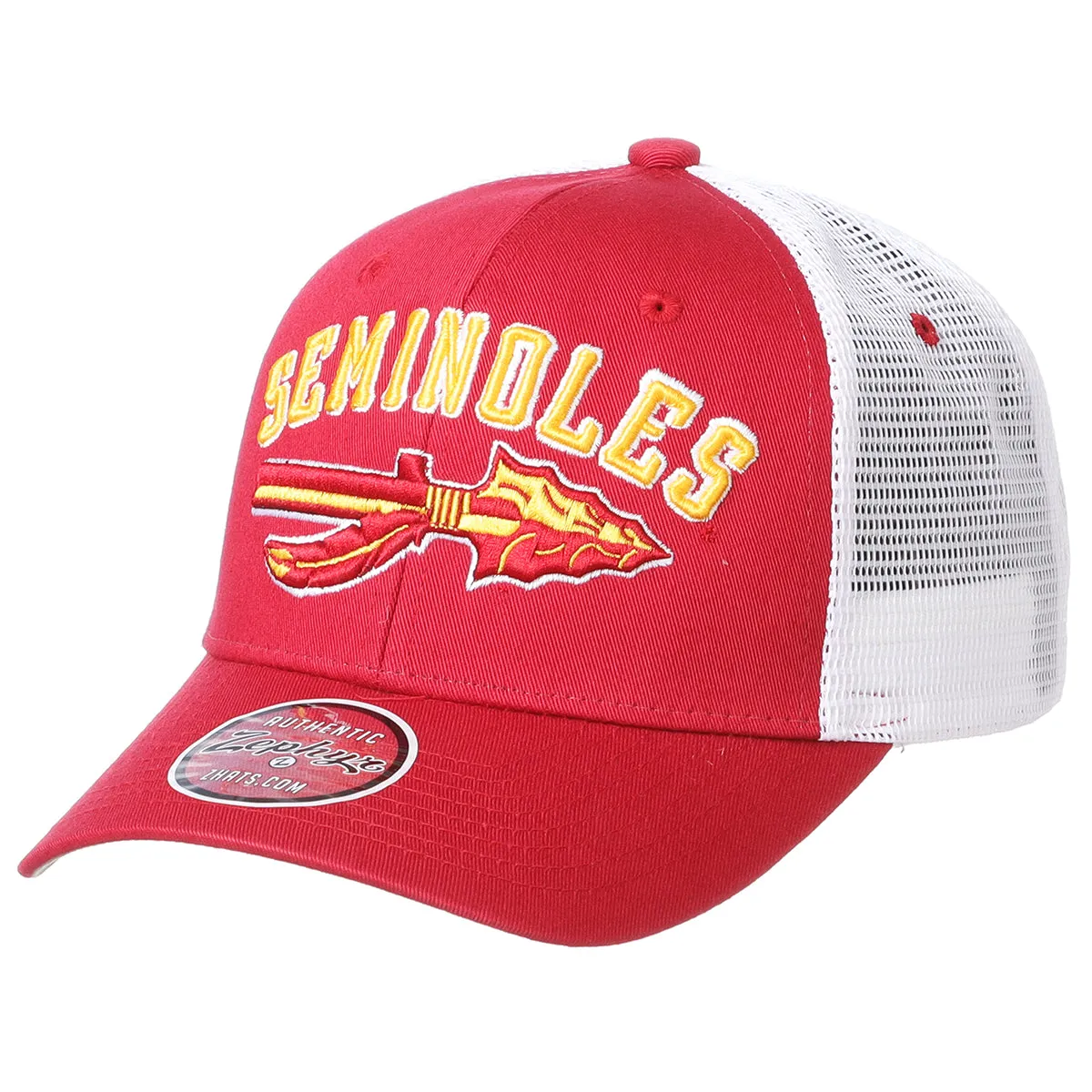 Zephyr College Vault Seminoles Spear Big Rig Structured Adjustable Mesh Back Hat - Garnet